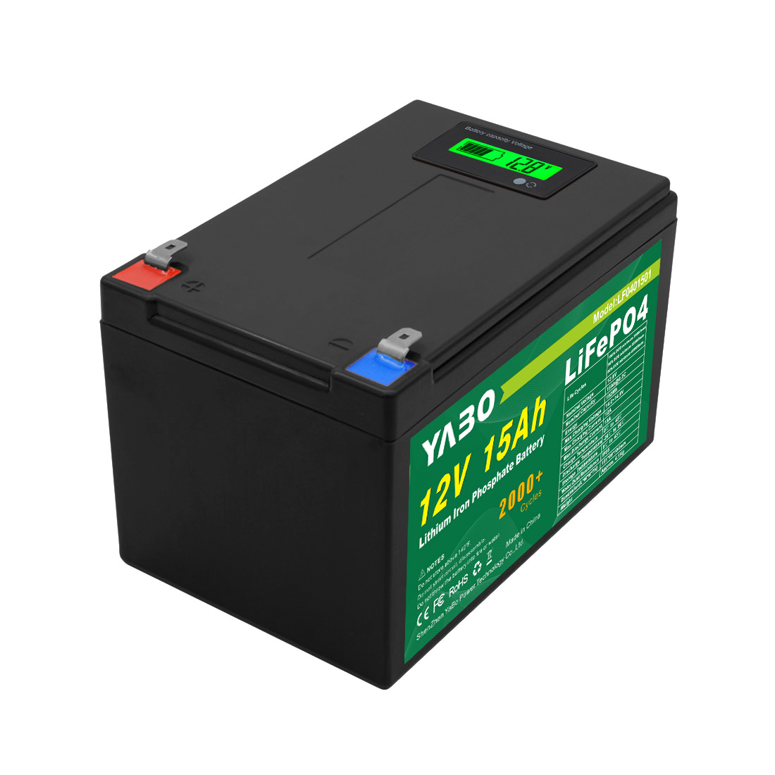 YABO LiFePO4 Batterie LFP 12V 15Ah pour l'alimentation d'urgence